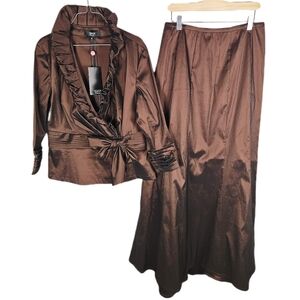 TADASHI COLLECTION | Tafada taffeta stretch top & skirt set